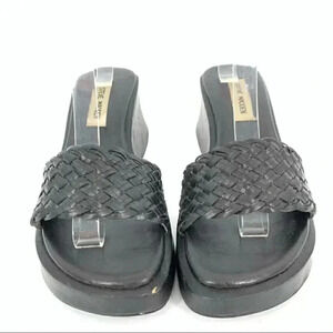 Steve madden sandals 8.5 Lil Black woven leather chunky wooden platforms 90s y2k